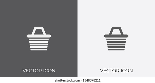 Light & Dark Gray Icon of Shopping Basket For Mobile, Software & App. Eps. 10. - Vector