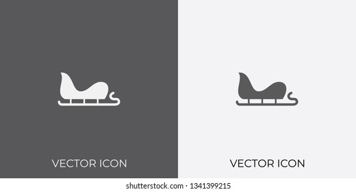 Light & Dark Gray Icon of Sleigh For Mobile, Software & App.. Eps. 10.