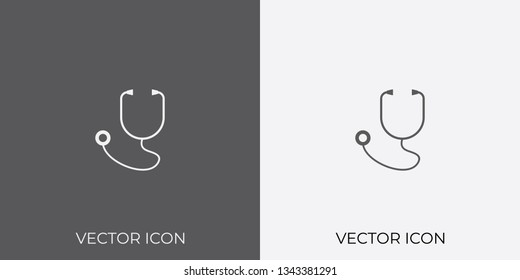 Light & Dark Gray Icon of Stethoscope For Mobile, Software & App.. Eps. 10. - Vector