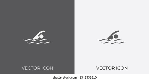 Light & Dark Gray Icon of Swimmer For Mobile, Software & App.. Eps. 10.