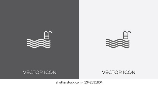 Light & Dark Gray Icon of Swimming Pool For Mobile, Software & App.. Eps. 10.