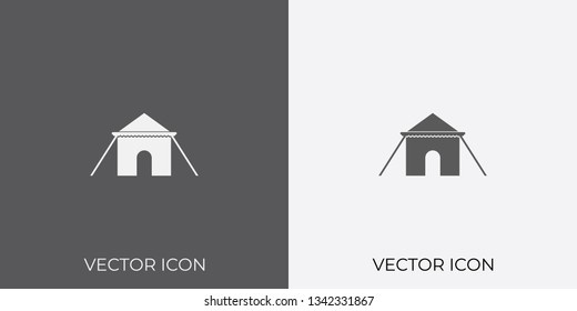 Light & Dark Gray Icon of Tent For Mobile, Software & App.. Eps. 10.