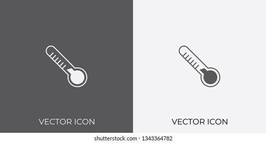 Light & Dark Gray Icon of Thermometer For Mobile, Software & App. Eps. 10. - Vector