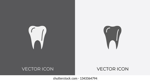 Light & Dark Gray Icon of Tooth For Mobile, Software & App. Eps. 10. - Vector