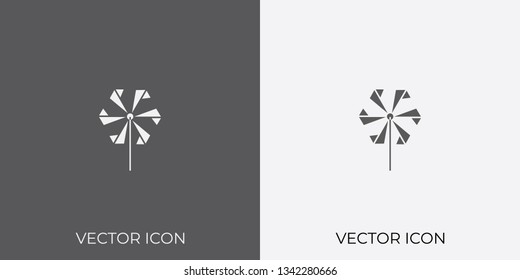 Light & Dark Gray Icon of Toy Windmill For Mobile, Software & App.. Eps. 10.