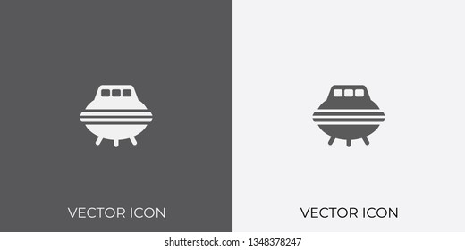 Light & Dark Gray Icon of UFO For Mobile, Software & App.. Eps. 10. - Vector