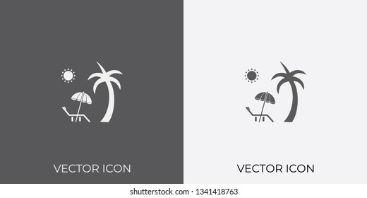 Light & Dark Gray Icon of Vacations For Mobile, Software & App.. Eps. 10.