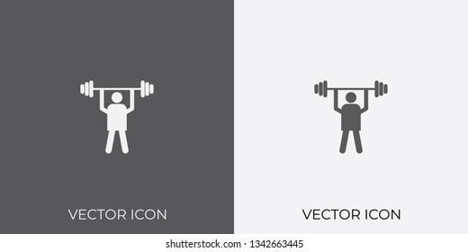 Light & Dark Gray Icon of Weight Lifter For Mobile, Software & App.. Eps. 10.