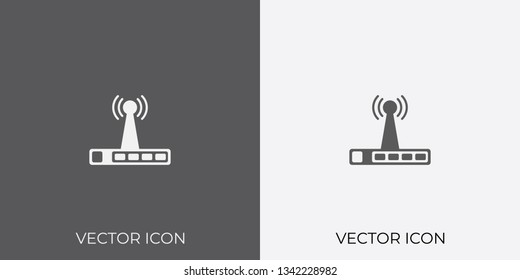 Light & Dark Gray Icon of Wi-Fi Router For Mobile, Software & App.. Eps. 10.