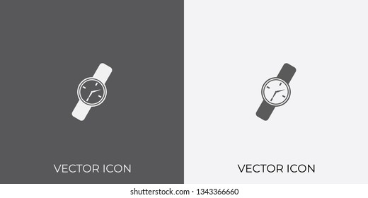 Light & Dark Gray Icon of Wrist Watch For Mobile, Software & App.. Eps. 10. - Vector