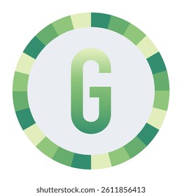 Light to Dark Green and Cream Circle Symbol with a Mid-Tone Green Capital Letter “G” on a Black Backdrop.
