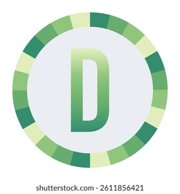 Light to Dark Green and Cream Circle Symbol with a Mid-Tone Green Capital Letter “D” on a Black Backdrop.