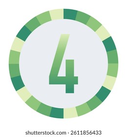 Light to Dark Green and Cream Circle Symbol with a Mid-Tone Green lowercase Number “4” on a Black Backdrop.