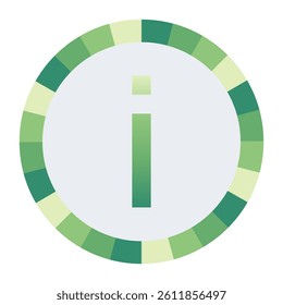 Light to Dark Green and Cream Circle Symbol with a Mid-Tone Green lowercase Letter “i” on a Black Backdrop.