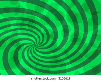 light & dark green retro twirl background with bubbles (vector eps format)