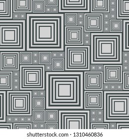 Light and dark grey abstract seamless pattern with lot squares. Vector illustration pcb, electrical circuit or city blocks. Template monochrome background. Geometric layout different sizes rectangles.