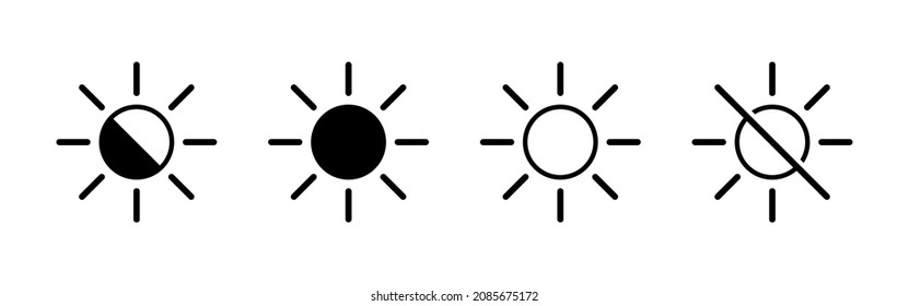 Conjunto de iconos de modo claro y oscuro. Cambio de día y de noche. Interruptor de encendido y apagado para pantallas móviles, tablets y computadoras. EPS vectorial 10. Aislado sobre fondo blanco