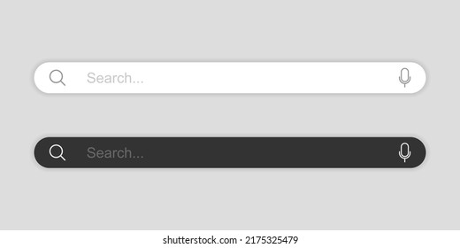 Light and Dark mode Search bar mockup with shadow isolated on grey background. EPS 10 vector illustration.