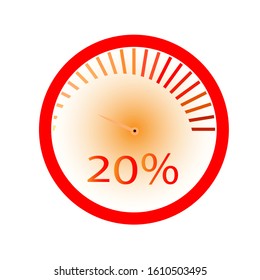 light to dark red meter percentage showing 20%