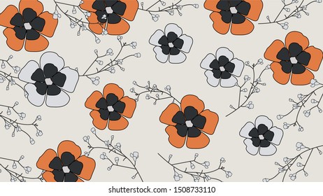 Light dark style beautiful flower with branches background