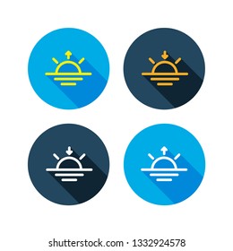 Light and dark sunset weather flat outline icon set long shadow