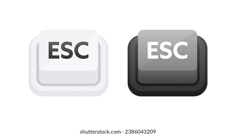 Botones de tecla ESC para escapar de temas claros y oscuros. Ilustración de material vectorial