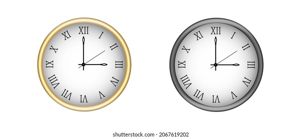 light and dark wall office clocks icon set. Mac-up for branding and advertising isolated on transparent background