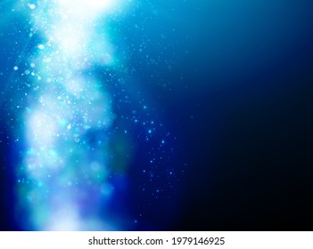 Luz en la oscuridad. Bokeh y chispas en el fondo. Vector.
