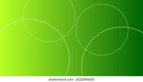Fundo de gradiente verde claro a profundo com design de linha de círculo branco geométrico abstrato, perfeito para imagens de tecnologia, modernas ou de apresentação.