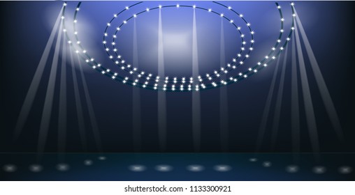 Light design for stadium spotlights on dark background Vector