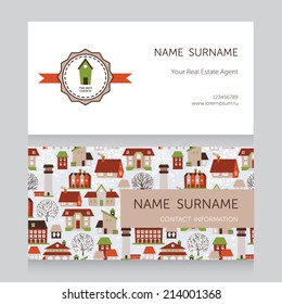 light design template for real estate agent business card, vector illustration
