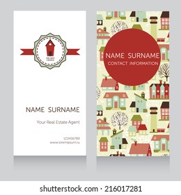 light design template for real estate agent business card, vector illustration