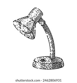 lámpara de mesa de luz dibujada a mano. home top, negro moderno, decoración eléctrica lámpara de mesa de luz boceto de Vector. ilustración aislada negra