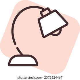 Light desk lamp, illustration or icon, vector on white background.