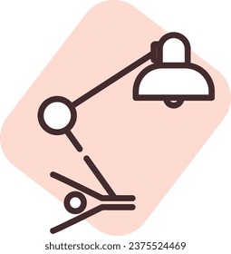 Light desk lamp, illustration or icon, vector on white background.