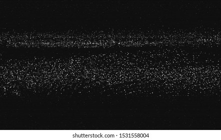 Light digital noise on a dark background. An unstable reception level of a black-and-white television video broadcast. Vector illustration.