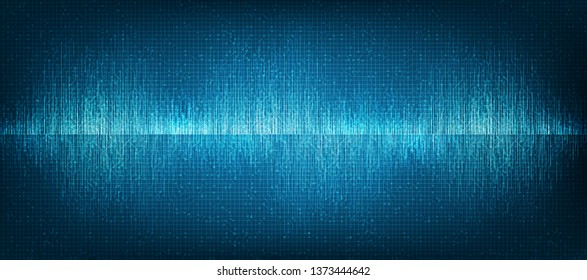 Light Digital Sound Wave Circuit Microchip Technology Background,Music and earthquake wave diagram concept,design for music studio and science,Vector Illustration.