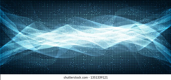 Light Digital Sound Wave Low and Hight richter scale on Blue Background,technology and earthquake wave  diagram concept,design for music studio and science,Vector Illustration.
