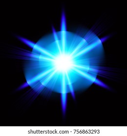 Light digital star on the black background. Vector.