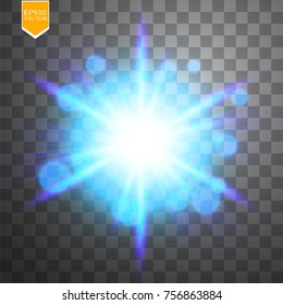Light digital star on the transparent background. Vector.