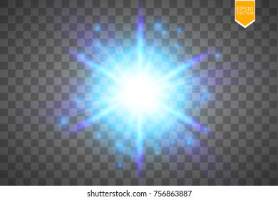 Light digital star on the transparent background. Vector.