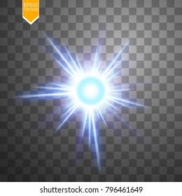 Light digital star on the transparent background. Vector.