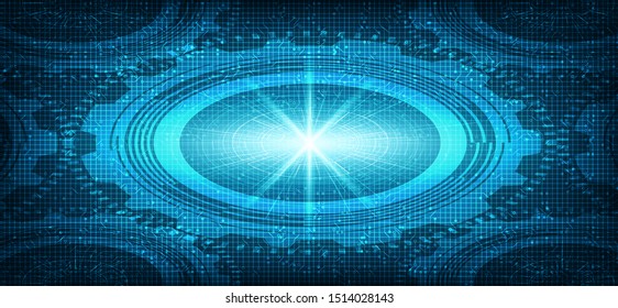 Light Digital Technology Gears wheel and Cock on Technology Background,vector