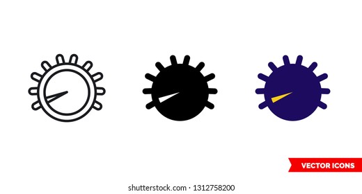 Light dimming 10 percent icon of 3 types: color, black and white, outline. Isolated vector sign symbol.