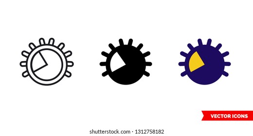 Light dimming 40 percent icon of 3 types: color, black and white, outline. Isolated vector sign symbol.