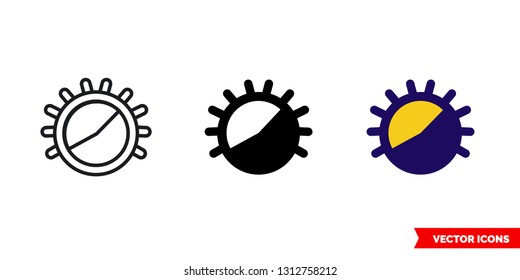Light dimming 70 percent icon of 3 types: color, black and white, outline. Isolated vector sign symbol.