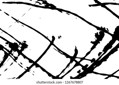 Light Distressed Background. Ink Print Distress Background. Grunge Texture. Simple abstract black and white drawing. Expressive drawing. Abstract Overlay Texture. 