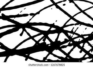 Light Distressed Background. Ink Print Distress Background. Grunge Texture. Simple abstract black and white drawing. Expressive drawing. Abstract Overlay Texture. 