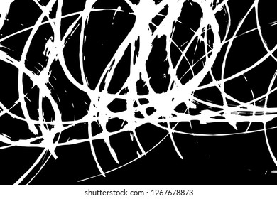 Light Distressed Background. Ink Print Distress Background. Grunge Texture. Simple abstract black and white drawing. Expressive drawing. Abstract Overlay Texture. 