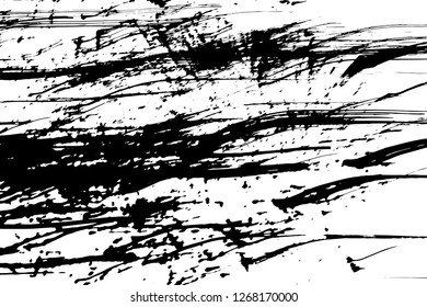 Light Distressed Background. Ink Print Distress Background. Grunge Texture. Simple abstract black and white drawing. Expressive drawing. Abstract Overlay Texture. 